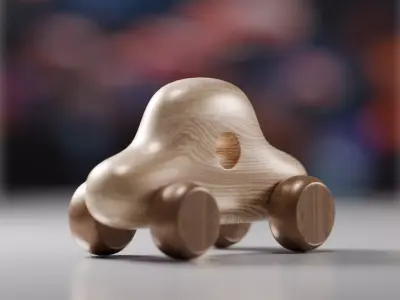 wooden toy car 3D model