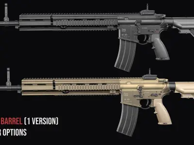 Modular assault rifle AR-15 HK416  Low-poly 3D model