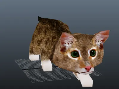 Cute Kitten Low-poly 3D model
