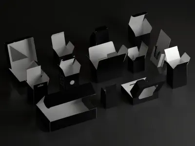 Bundle of Packaging Boxes Low-poly 3D model