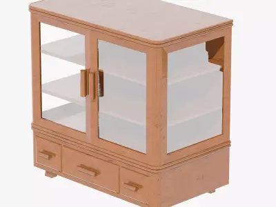 Antique Timber Display Shelf Drawer Carpentered Craft Malaysia 3D model
