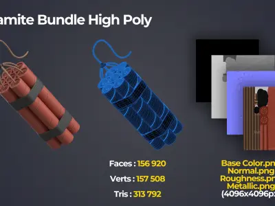 Dynamite Bundle Low-poly 3D model