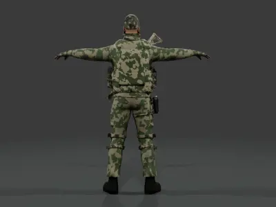 Modern Soldier Outfit Modular 3D Character Kit Low-poly 3D model