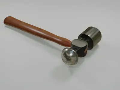 Realistic 3D Hammer with wooden handle Low-poly 3D model