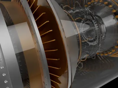 Jet aircraft engine 3D model