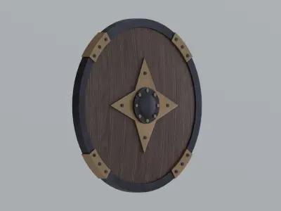 Round wooden shield Low-poly 3D model purchase