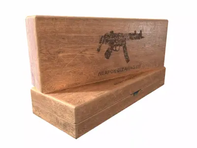 Millitary wooden weapon cleaning and repair kit da1 Low-poly 3D model