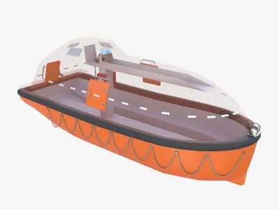 Life boat with interior V1 3D model