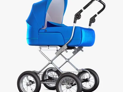 Baby Stroller Blue v 1 3D model