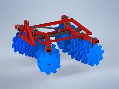 Disc Harrow Low-poly 3D model