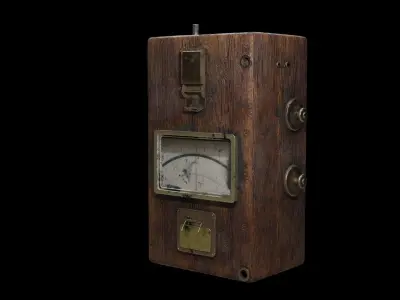 Vintage electrometer device model Low-poly 3D model