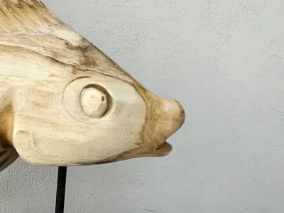 Hand Carved Driftwood Fish On Stand 3D model purchase