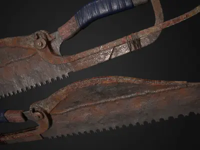 Dagger two rusty saw blades Low-poly 3D model