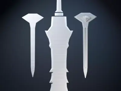 Fantasy Sword 3D Royal Steel Blade Low-poly 3D model