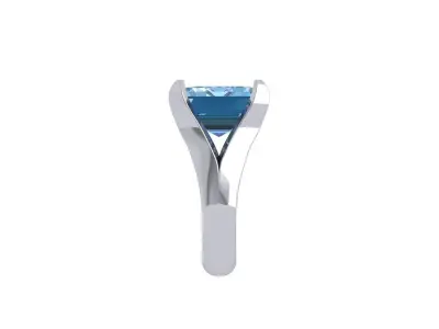 Asscher Solitair Ring 3D print model 2