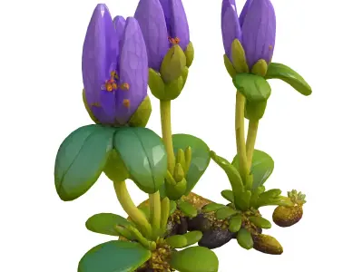 Stylized Alien Flower Cluster 3D Model Low-poly 3D model