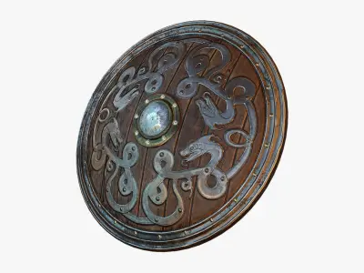 Viking shield Low-poly 3D model 17