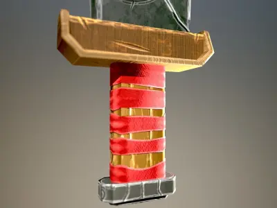 Stylized medieval old sword Low-poly 3D model