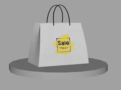 Shopping bag setup and texture Low-poly 3D model