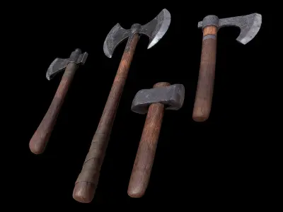 Axes of the Vikings Low-poly 3D model