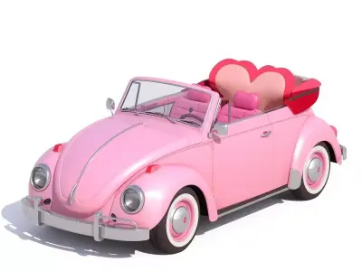 Stylized 3D Valentine Convertible Car Model Low-poly 3D model