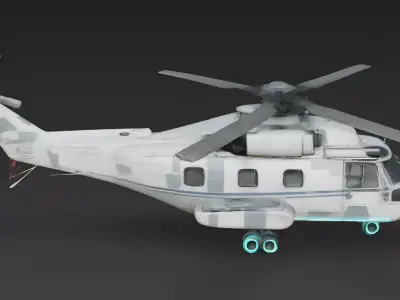 Sci-Fi Weathered Heavy Transport Helicopter 3D Model Low-poly 3D model