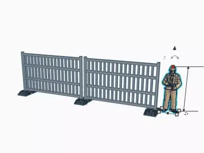 Construction Fence System H0 1-87 Modular Site Barriers STL 3D print model