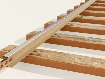 Railway Tracks Low-poly 3D model