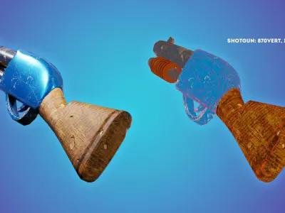 Shotgun from Worms Low-poly 3D model