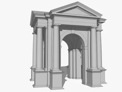 Arched portico in the mas  Tuscan order   Column gazebo Low-poly 3D model
