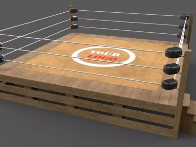 PBR Modular Wood Wrestling Rings 20ftx20ft Low-poly 3D model