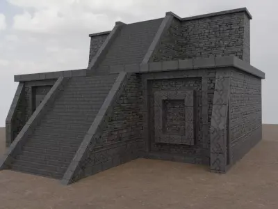 Mayan Temple Low-poly 3D model 2