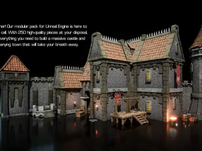 Castles and Towns Massive 250 Piece Kitbash Modular Pack 3D model