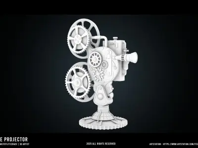 Realistic Steampunk Projector 3D 3D model