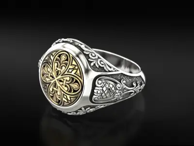 Antique patterned ring 709 3D print model