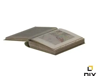 Old Worn Open Book 3D model