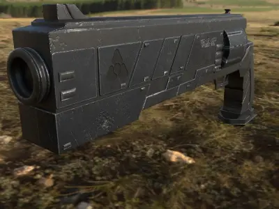 Sci-fi gun Low-poly 3D model 4