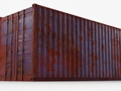 20Ft Cargo Container - Blue - Rusted 3D model