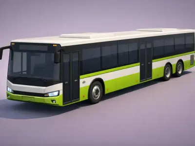 Low Poly Modern City Bus Vehicle Model PBR Texture Low-poly 3D model