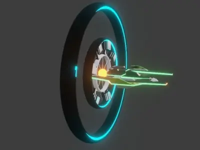 Space ship Low-poly 3D model 2