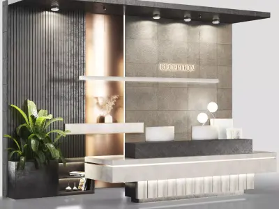 Reception-lobby dark theme2 Low-poly 3D model