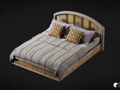 Bed- Ethnic Stone Low-poly 3D model