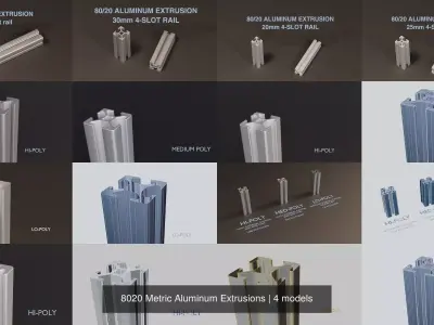 8020 Metric Aluminum Extrusions 3D Model Pack