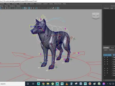 dog rig in maya Free 3D model
