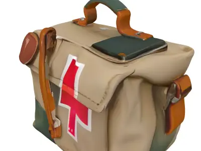 Vintage First Aid Kit Bag Low-poly 3D model