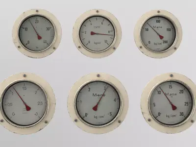 Gauges bundle Low-poly 3D model