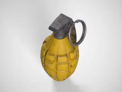 Mk 2 Grenade yellow painted Low-poly 3D model