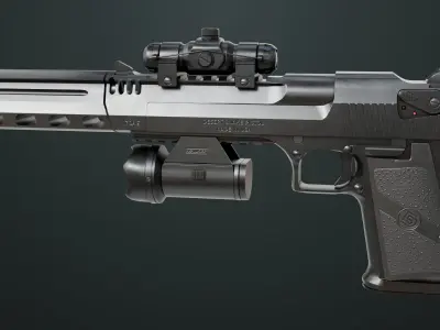 Pistol 10 Black Generic All PBR UE Textures Low-poly 3D model