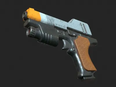 Sci-fi Gun Low-poly 3D model 2