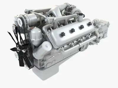 Kraz Engine With Gearbox 3D model